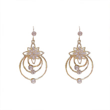 Load image into Gallery viewer, Crystal Lotus Three Hoop Earrings
