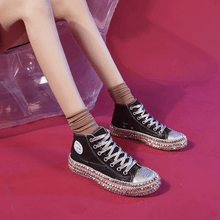 Load image into Gallery viewer, Leopard Rivet Embellished Lace-Up Sneakers