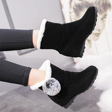 Load image into Gallery viewer, Women Suede Hairball Round Toe Wedges Shoes