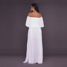 Load image into Gallery viewer, One-word Collar Pleated Maxi Prom Dress