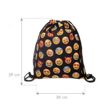 Load image into Gallery viewer, Funny Emoji Print Drawstring Bag