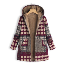 Load image into Gallery viewer, Dotted coat with hood and patchwork pattern