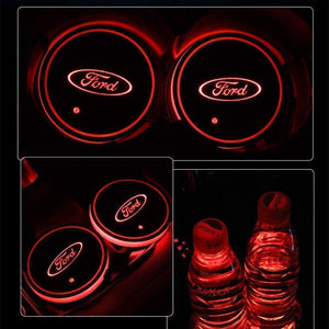 7 Colors Led Changing USB Charging Car Logo Cup Lights up Holder