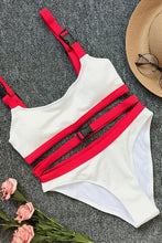 Load image into Gallery viewer, New Contrast High Cut High Waist Crop Bikini Swimsuit in White.MC