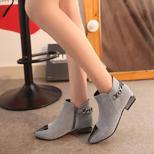 Load image into Gallery viewer, Women Med Square Heel Metal Decoration Ankle Boots
