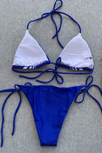 Load image into Gallery viewer, New Tie Side String Brazilian Slide Triangle Bikini Swimsuit in Blue.MC